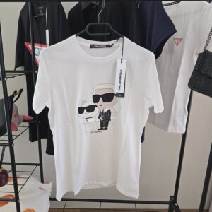T-shirt damski KARL LAGERFELD Ikonik 2.0 – biały, Karl i Choupette